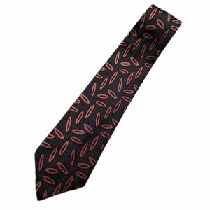 Giorgio Armani Mens Silk Tie Black Burgundy Red Geometric Abstract Made in Italy
